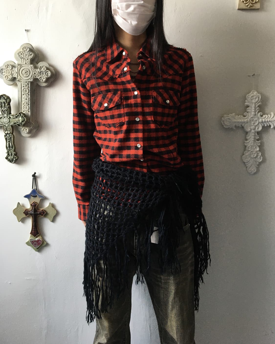 fringe point net knit scarf 상품이미지6