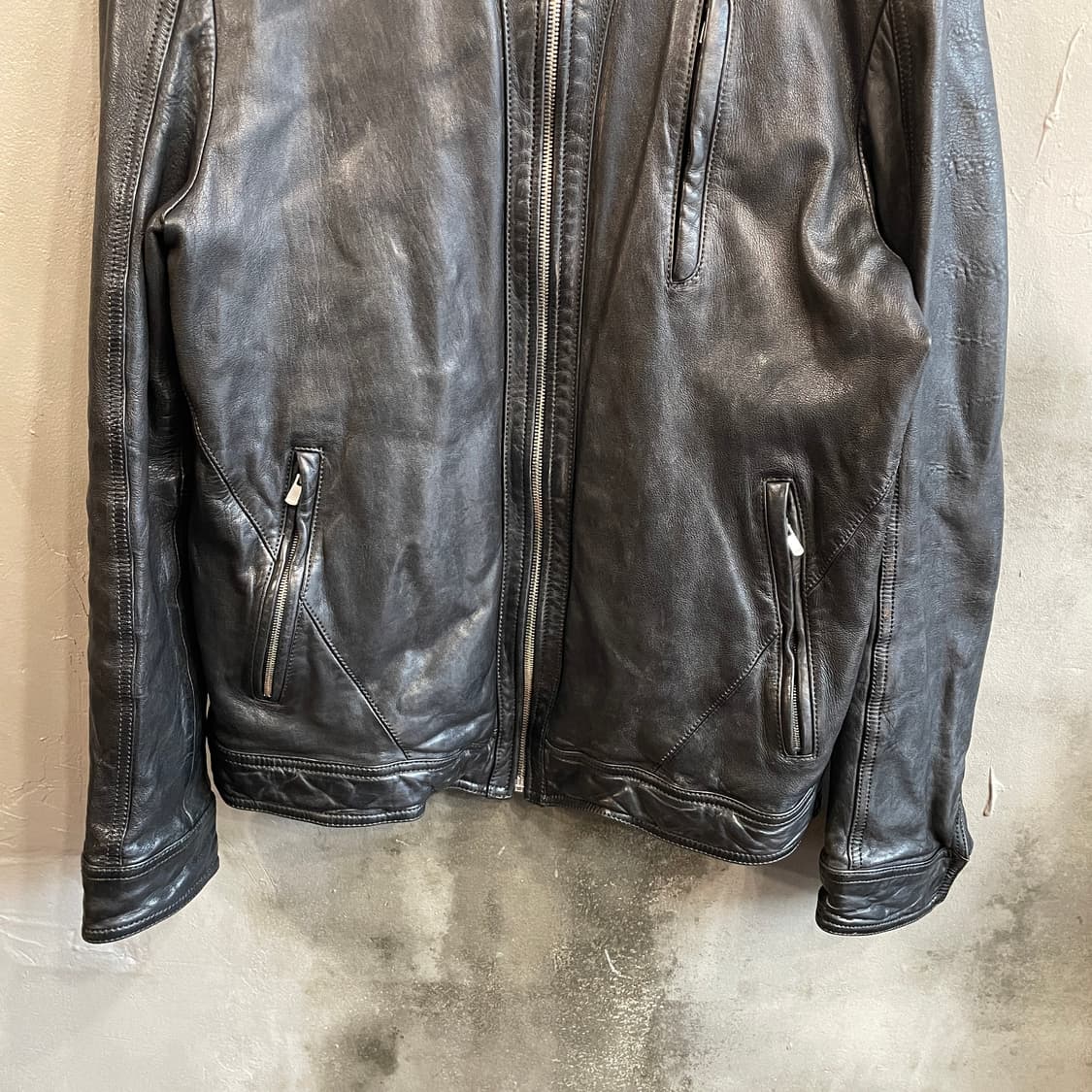 싱글 램스킨 레더 자켓 상품이미지4