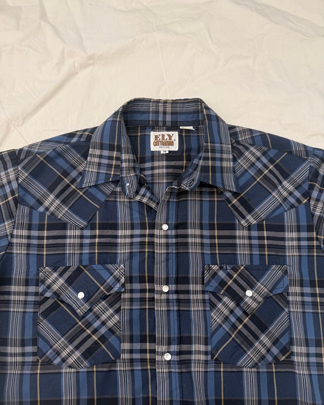 ELY 빈티지 웨스턴 셔츠 네이비 체크 상품이미지1