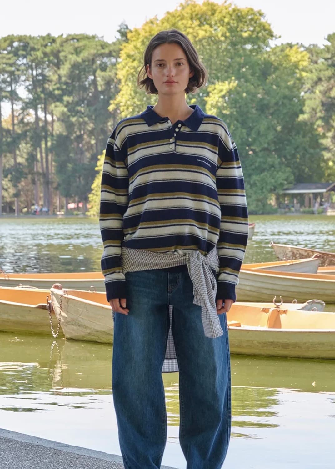 썸웨어버터 스트라이프 니트 네이비 상품이미지3