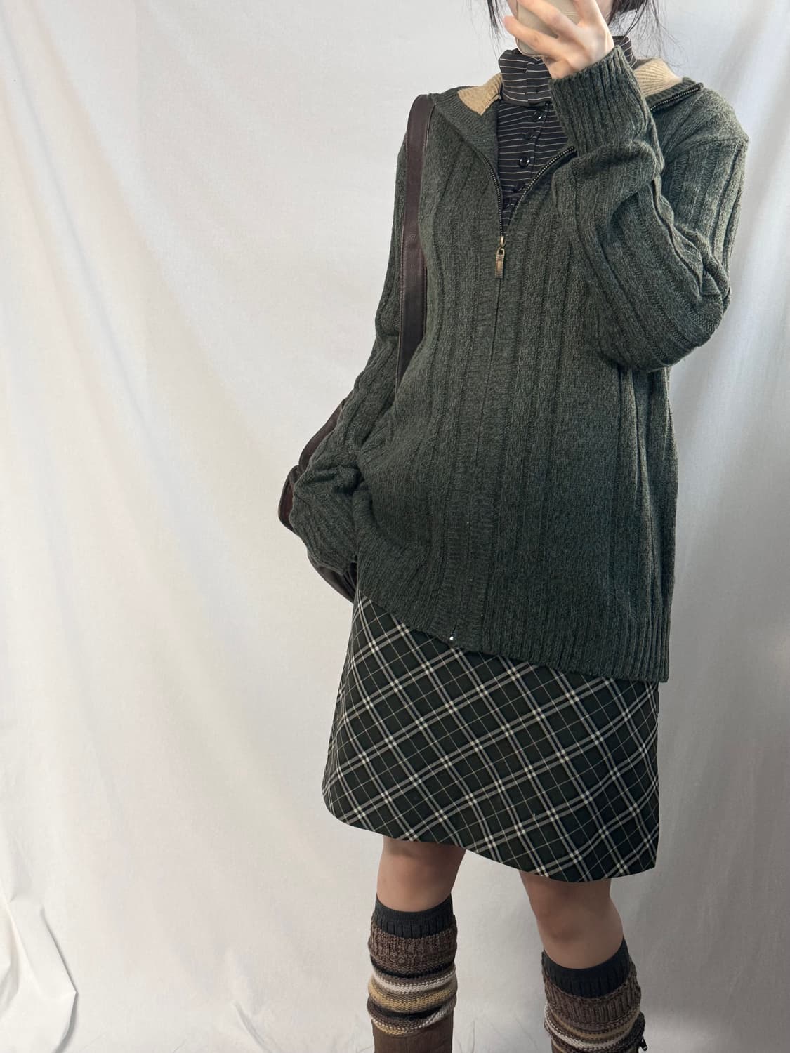 하이 넥 울 블렌디드 니트 집업 가디건 상품이미지2