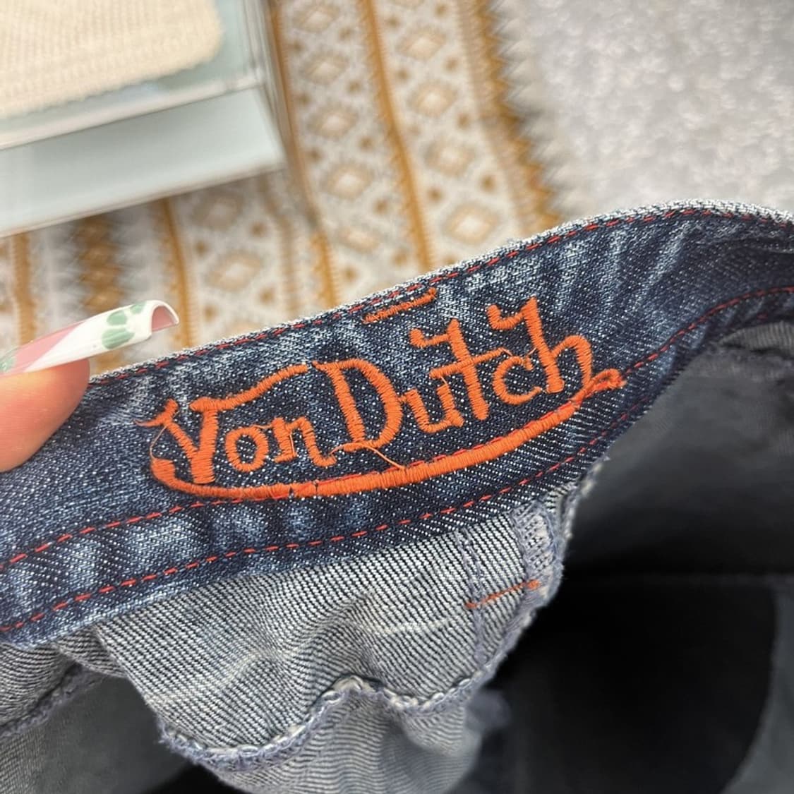 본 더치 올드스쿨 펑크 키치 포켓자수 데님팬츠 34인치 C11083 상품이미지6