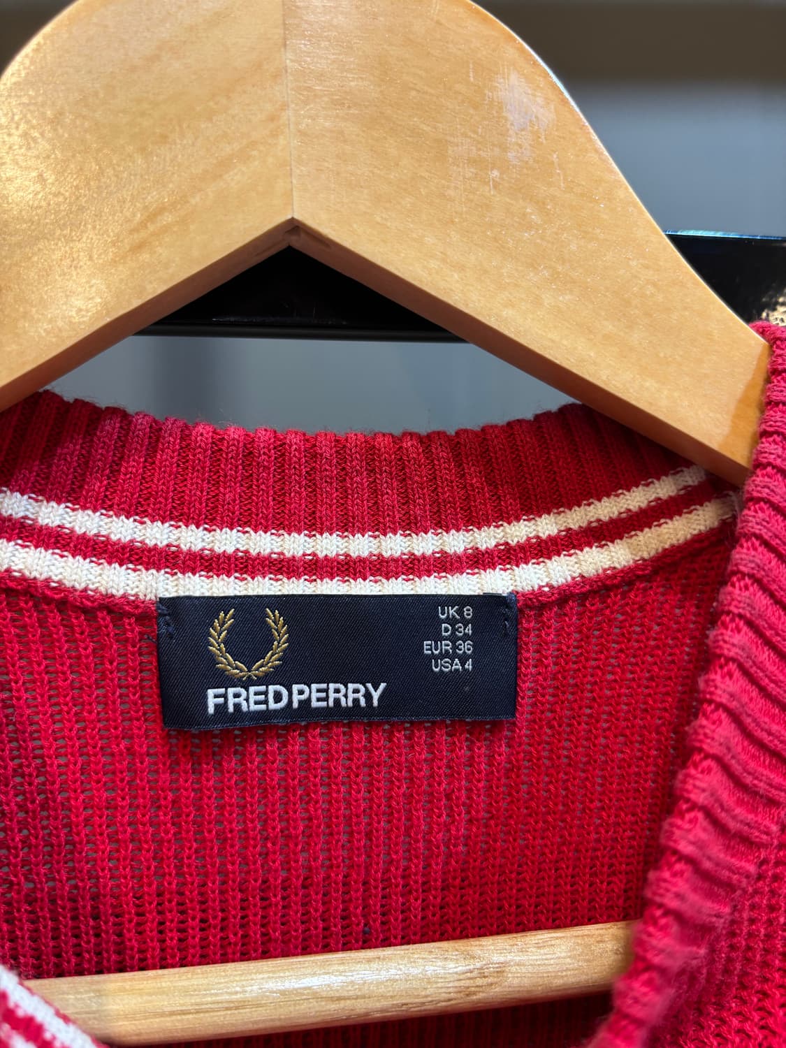 [XS] 프레드페리 니트 반팔 탑 레드 6.5  FRED PERRY 니트 상품이미지3