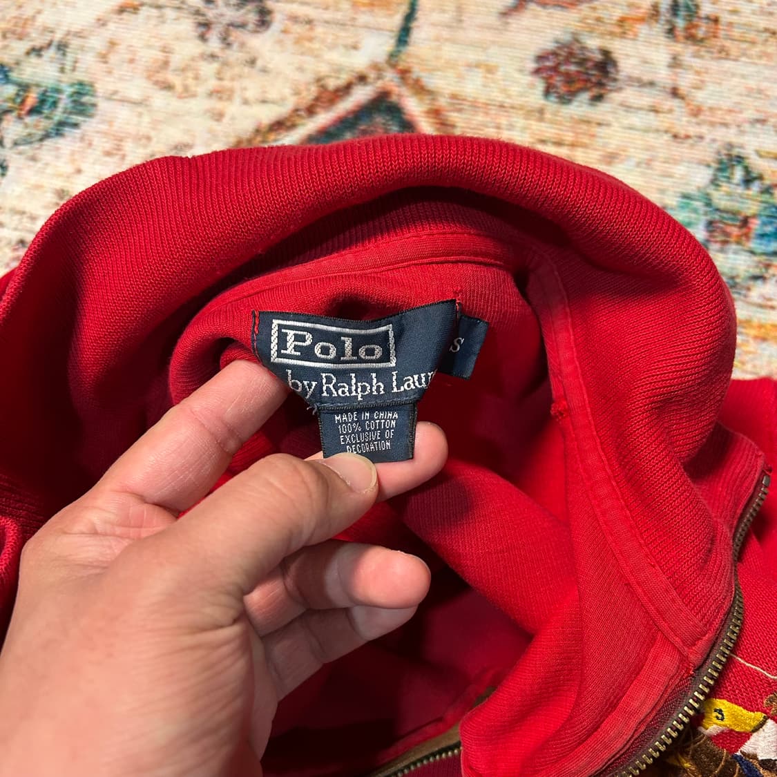 [L] 폴로 랄프로렌 빅포니 코튼니트 하프집업 레드 상품이미지4