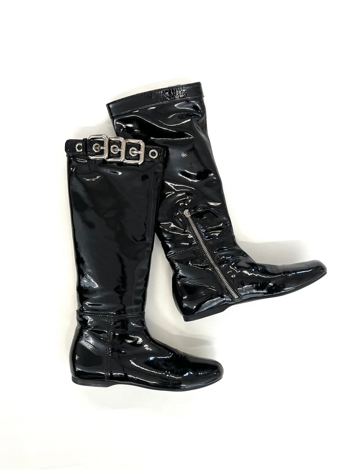 미우미우 아카이브 페이던트 레더 버클 모터 부츠 상품이미지1