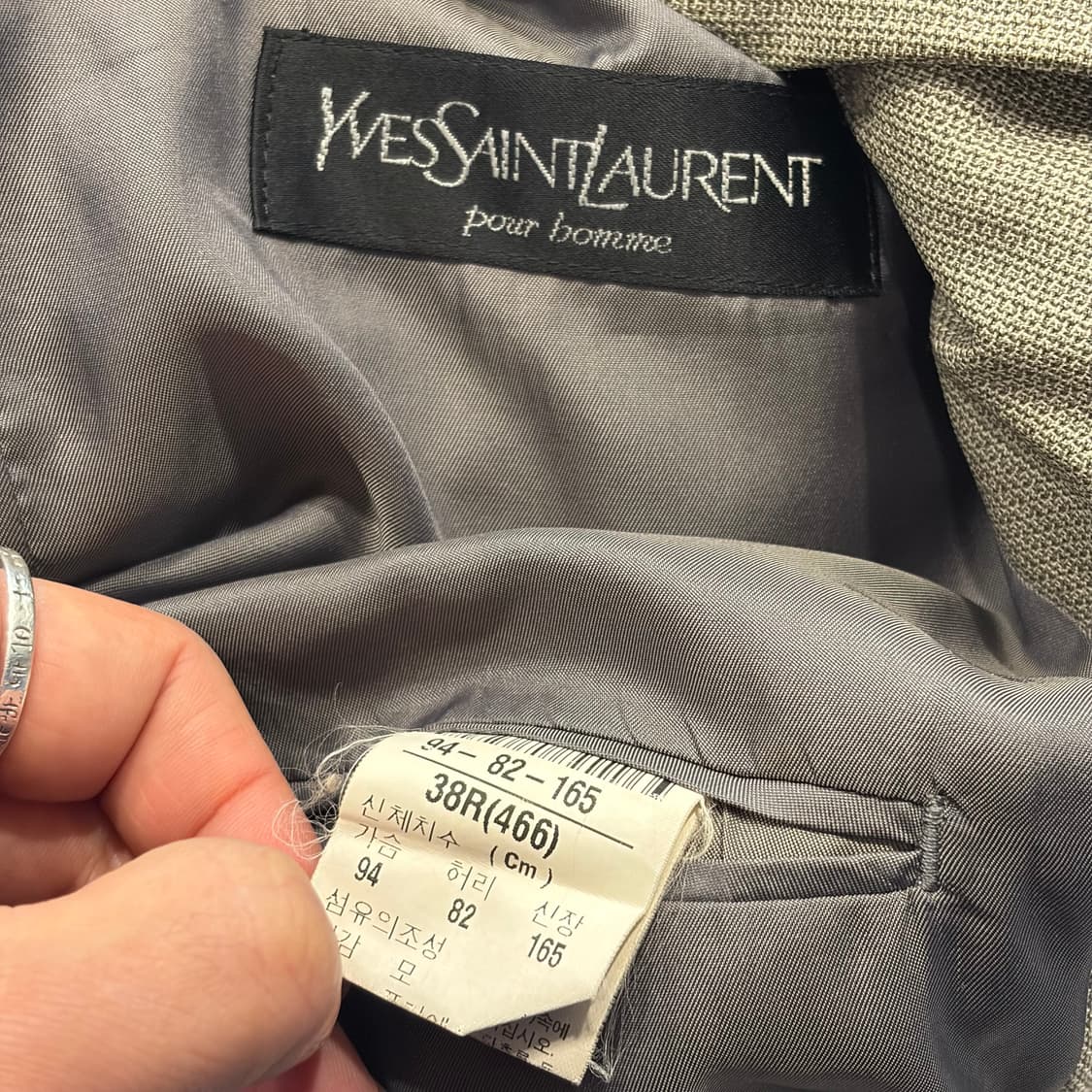 [38R] 입생로랑 뿌르 옴므 베이지 블레이저 남성 정장 자켓 D801 상품이미지7