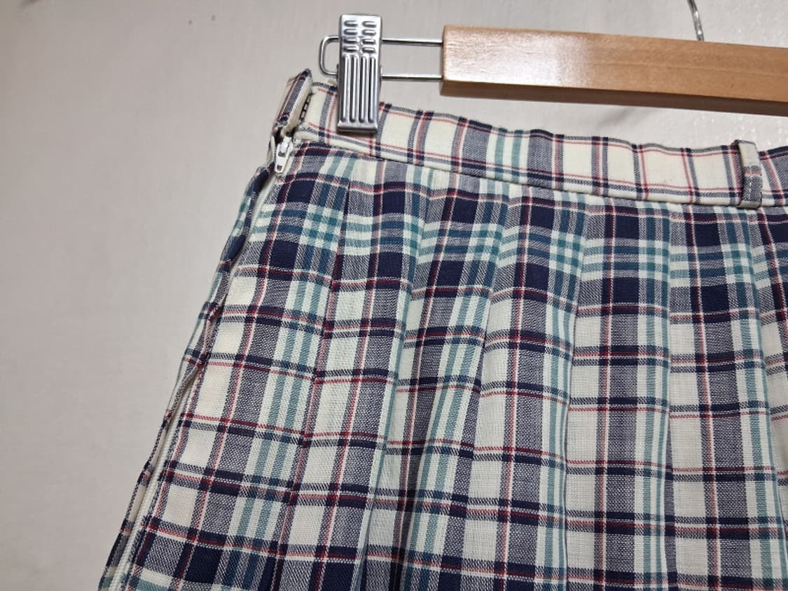 Leilian 레일리안 춘추 100%순모 울체크 플리츠롱스커트 주름체크롱 상품이미지5