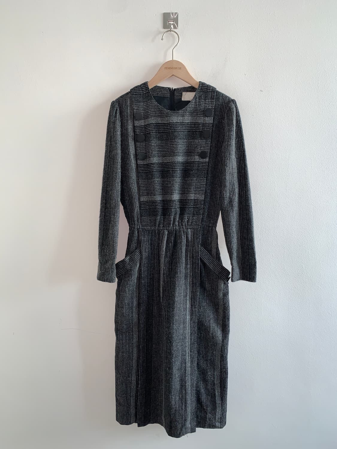 Wool check button dress 상품이미지2
