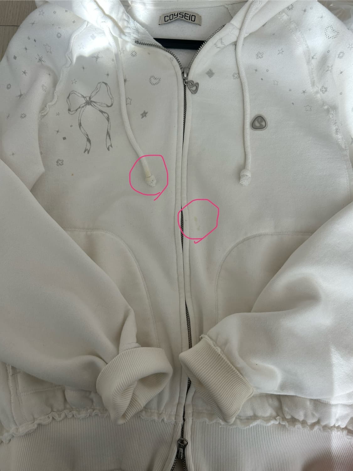 COYSEIO TWINKLE HOOD ZIP-UP WHITE 상품이미지3