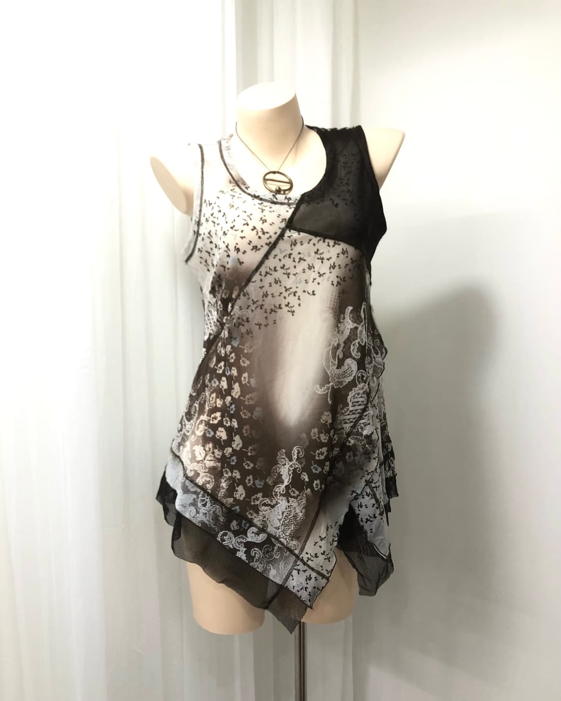 grunge fairy printed lace mesh sleeveles 상품이미지1