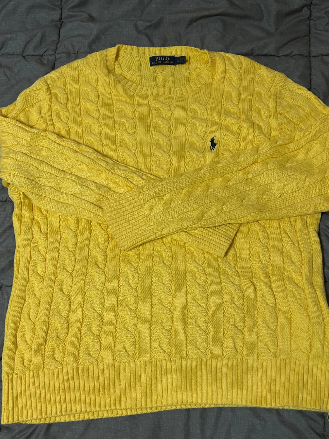 폴로 코튼 케이블니트 L 노랑 상품이미지1