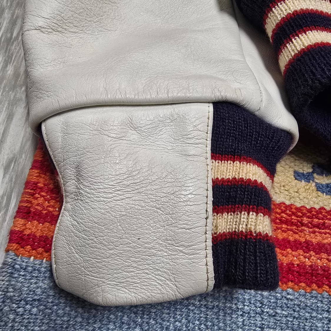 빈티지 90년대 골든베어 레더 울 바시티자켓 S 상품이미지9