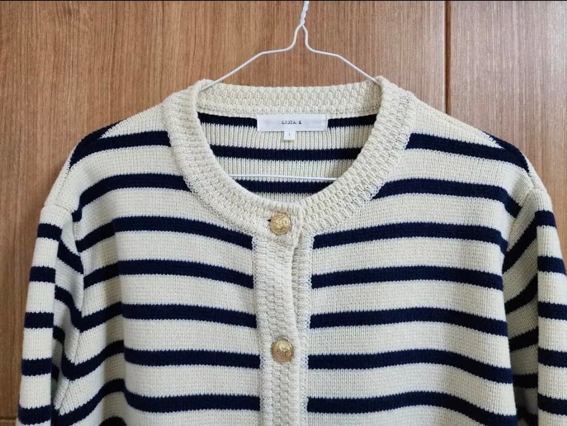 (55)여성 루디아K 금장버튼 울 니트 가디건 상품이미지2