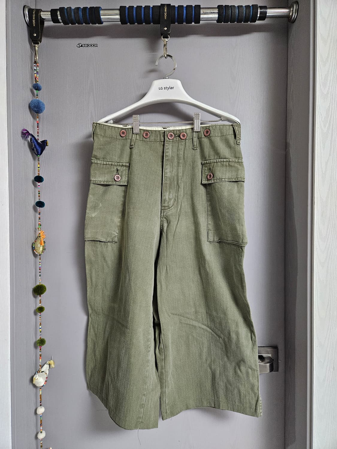 TONGS 카키 U.S. ARMY 와이드 카고 팬츠 상품이미지2