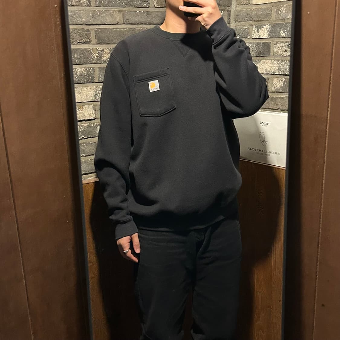 L) 칼하트 포켓 블랙 맨투맨 티셔츠 상품이미지8