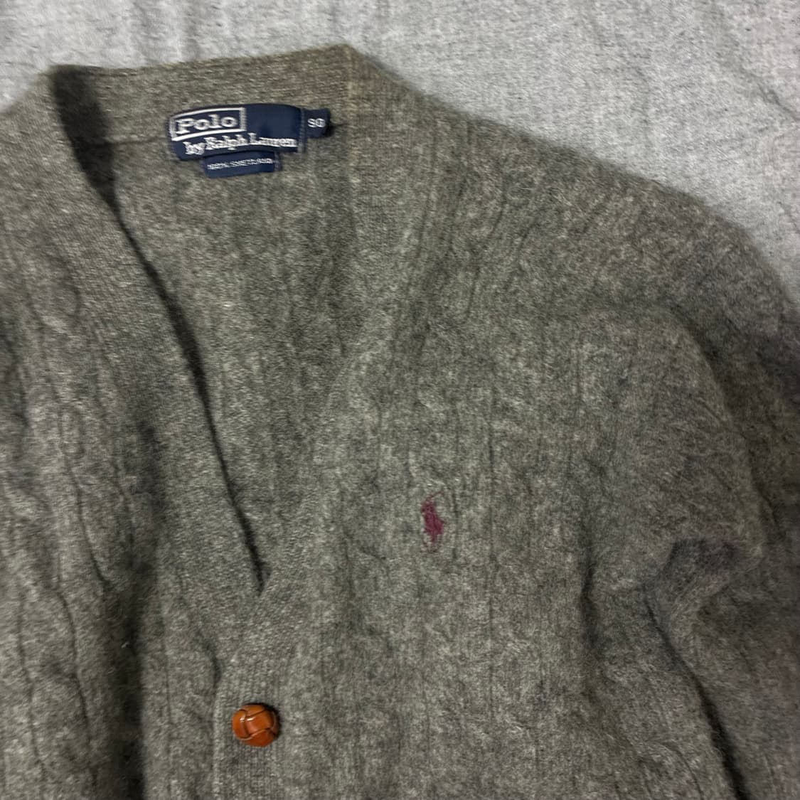 폴로 랄프로렌 꽈배기 울 가디건 그레이 90 상품이미지2