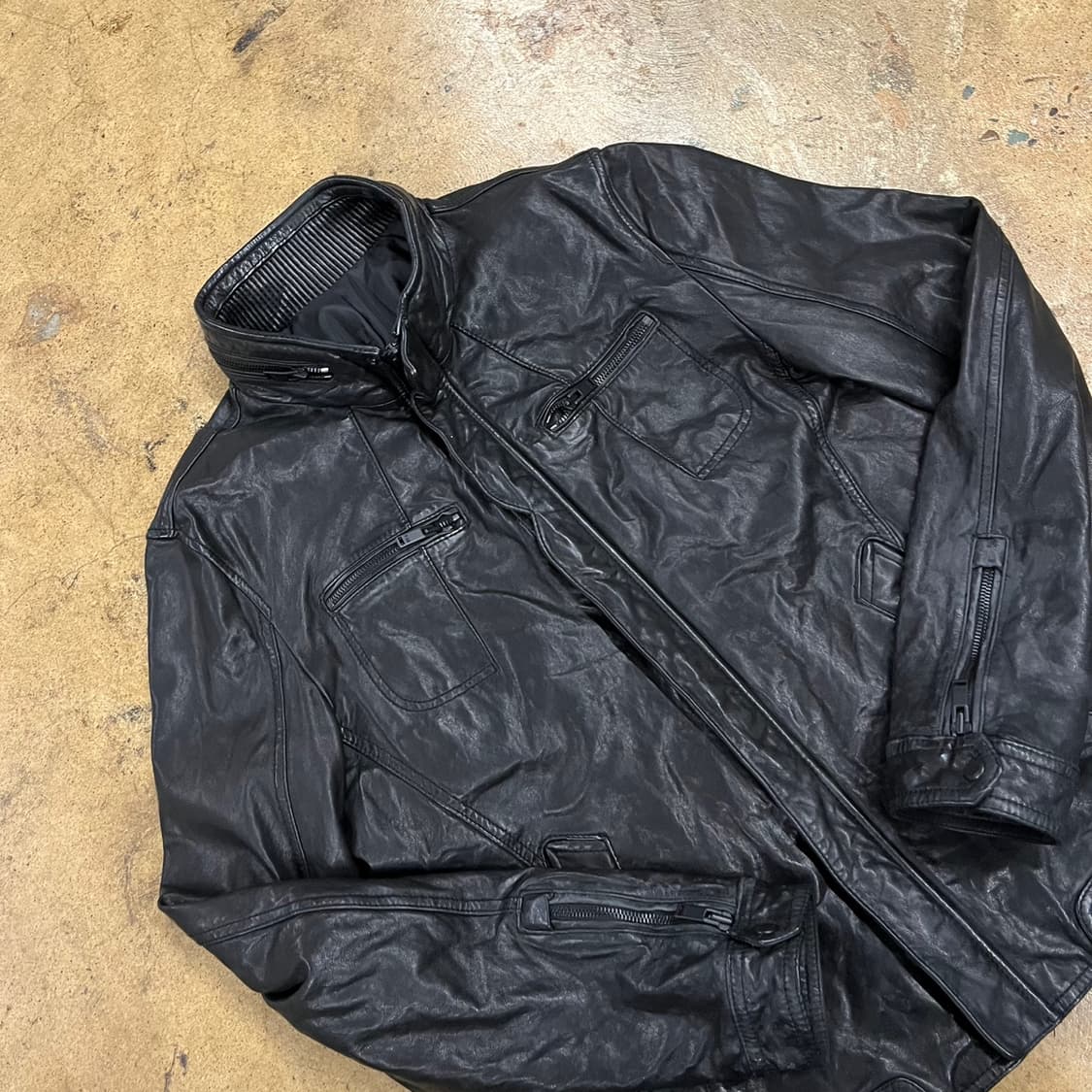 [정품/105] SIGE 블랙 레더 자켓 라이더 스타일 b16 상품이미지1