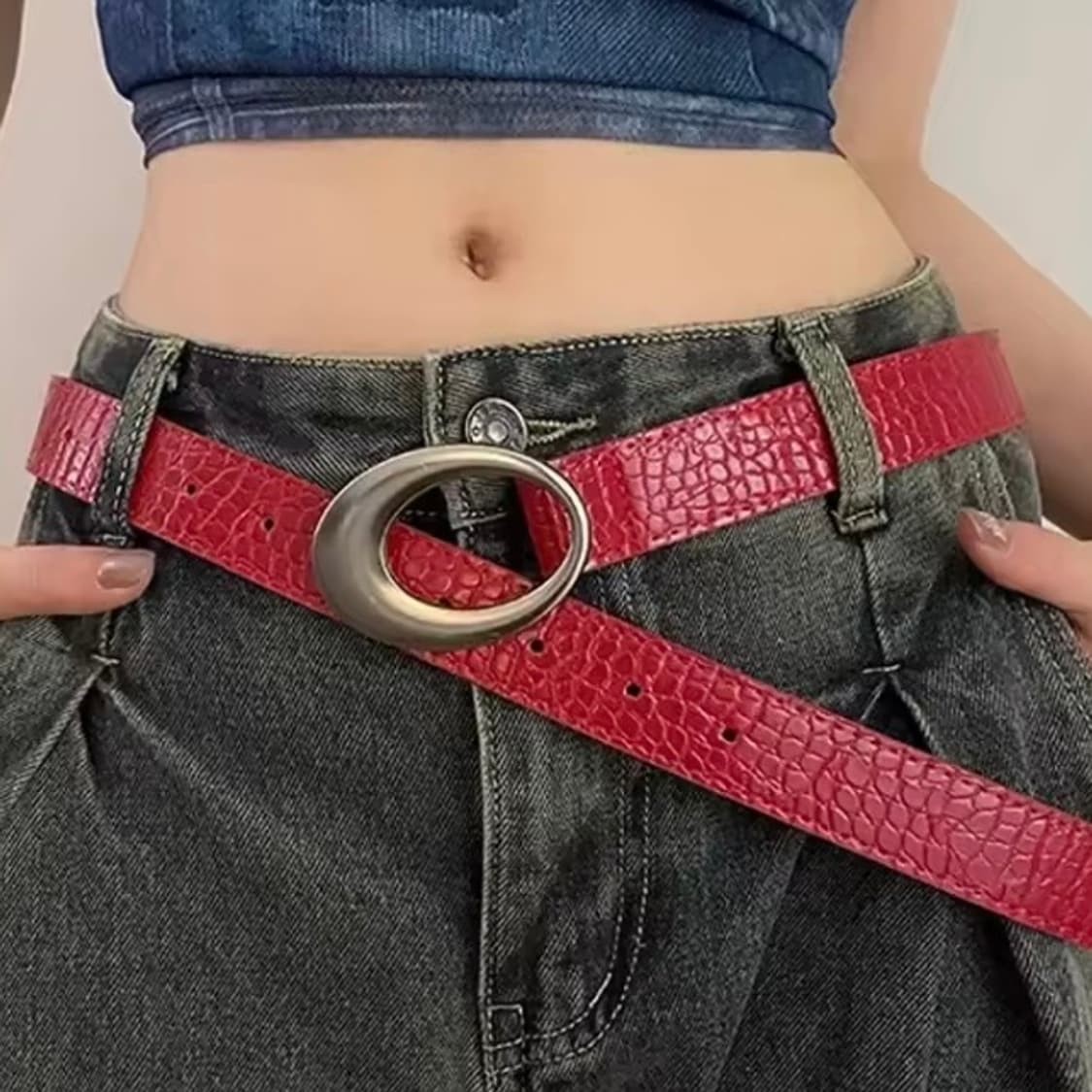 크로커다일 Y2K 레더 벨트 상품이미지3