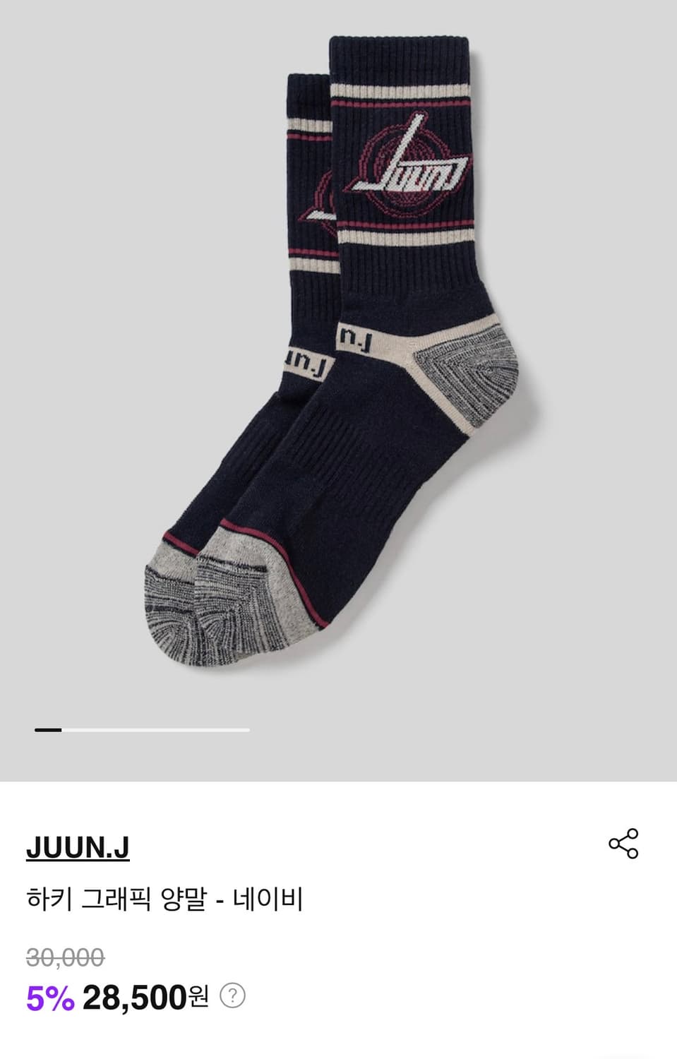 준지 JUUN.J 하키 그래픽 양말 새상품 상품이미지3