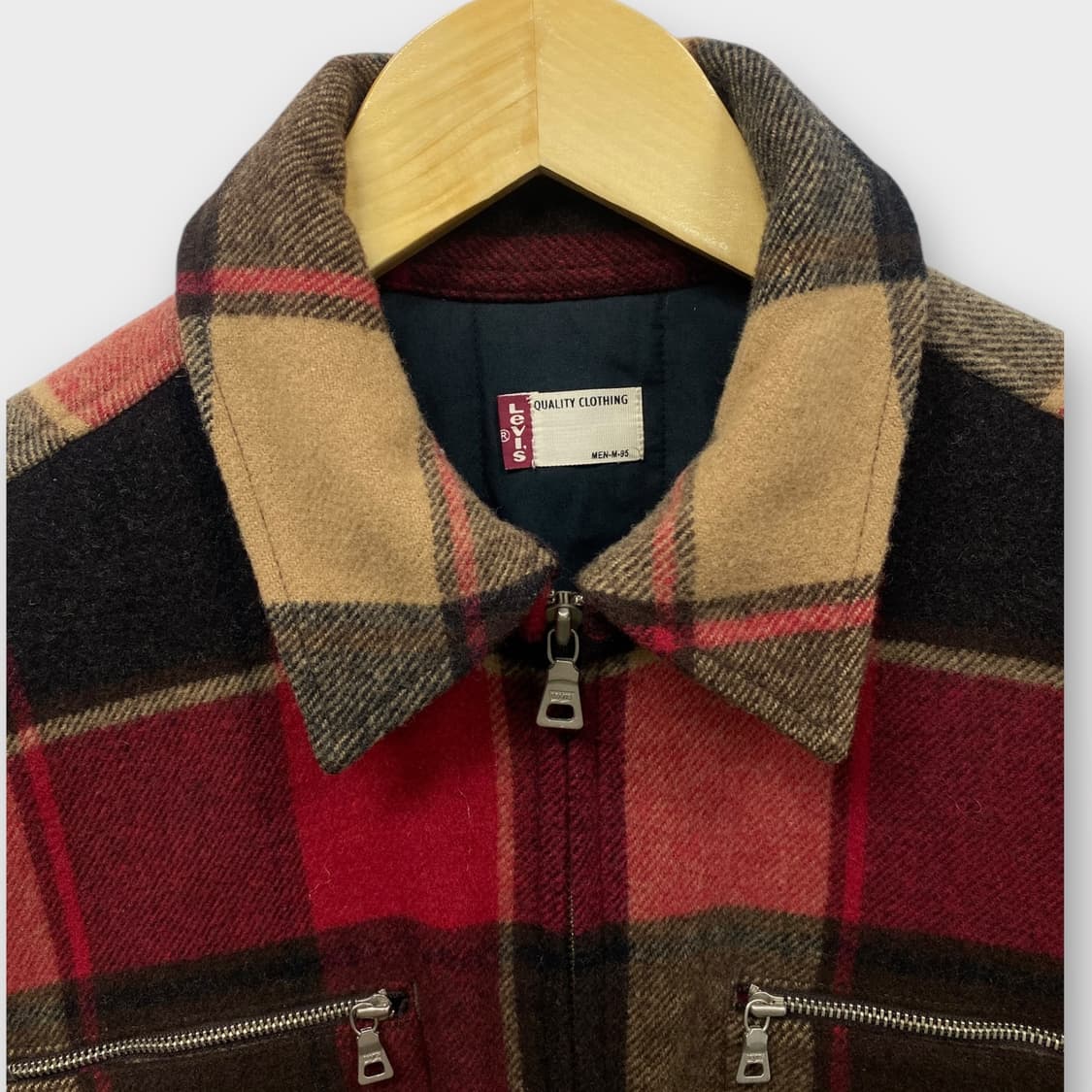 리바이스 울 블렌드 체크 자켓 블루종 M 상품이미지5