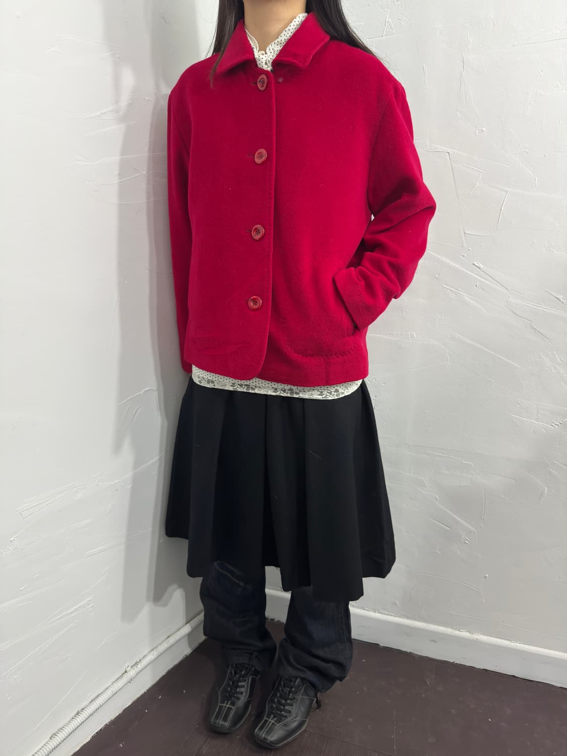 red button wool jacket 상품이미지5