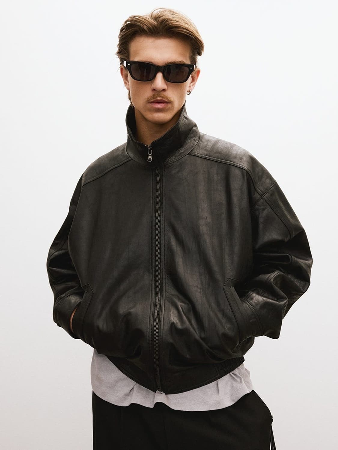 [S] 렉토 빈티지 크랙 이펙트 레더 자켓 상품이미지1