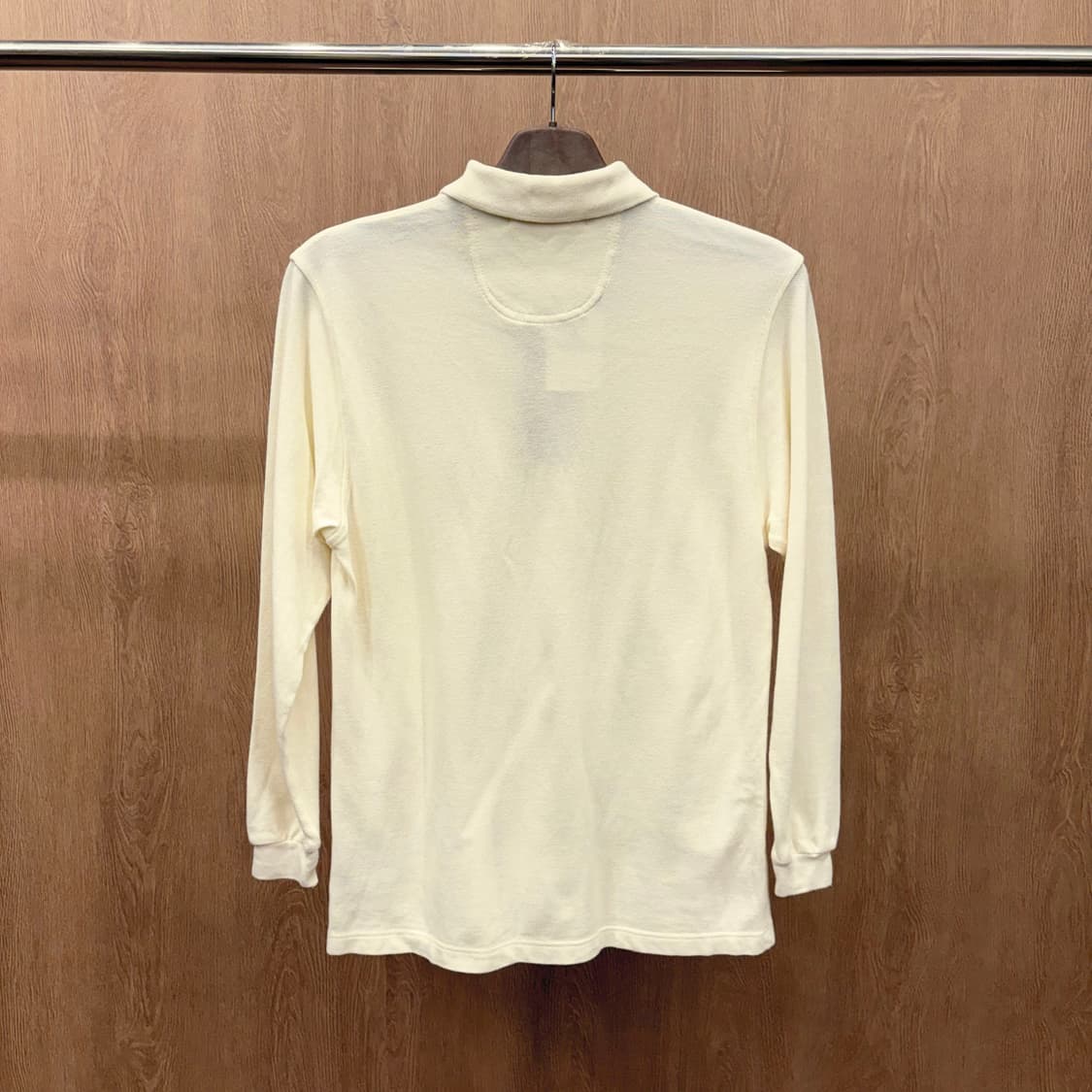 버버리 코튼 PK 긴팔 티셔츠 로고 자수 체크 배색 안감 디테일 아이보리 상품이미지3