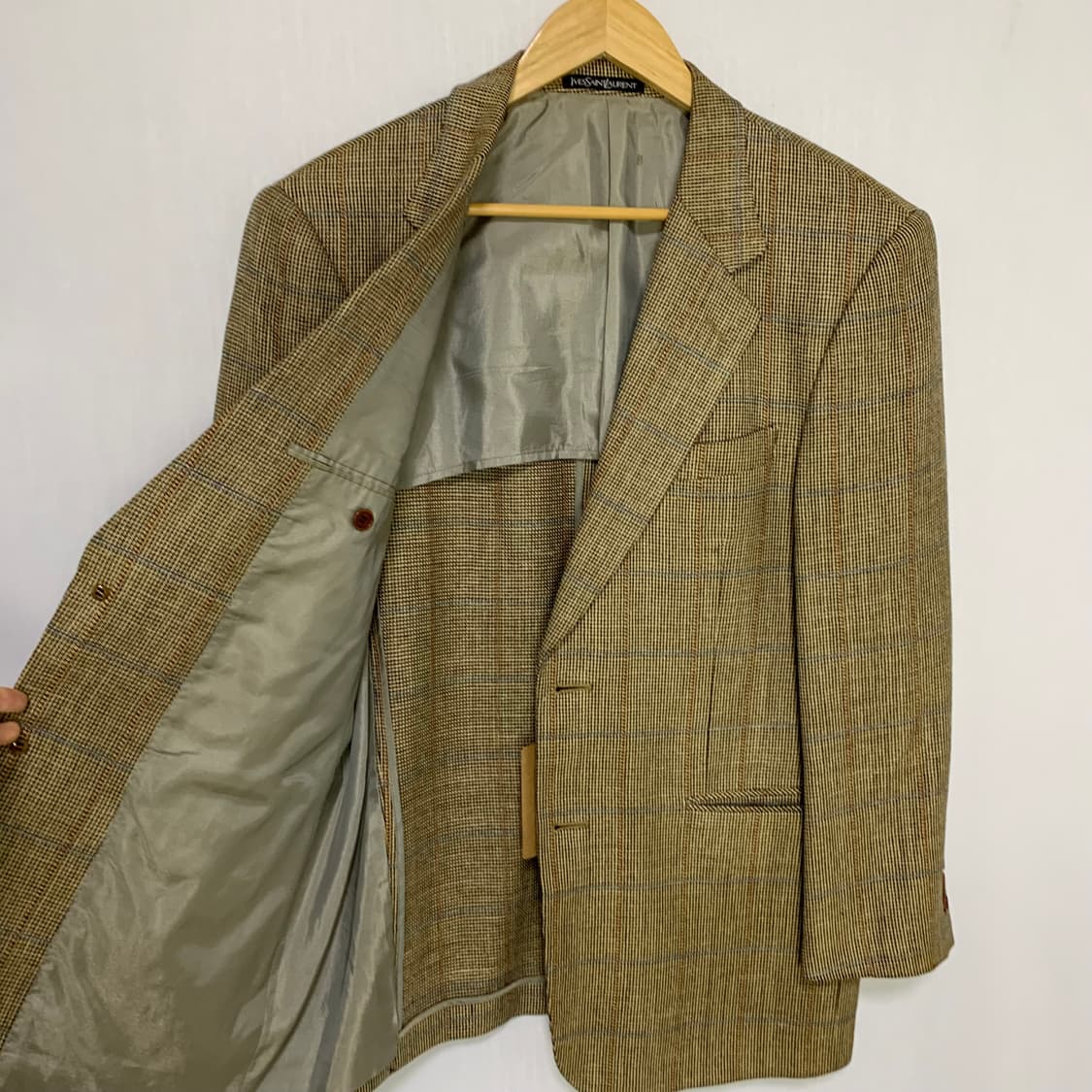 입생로랑 뿌르옴므 체크 울 자켓 블레이저 빈티지 상품이미지5