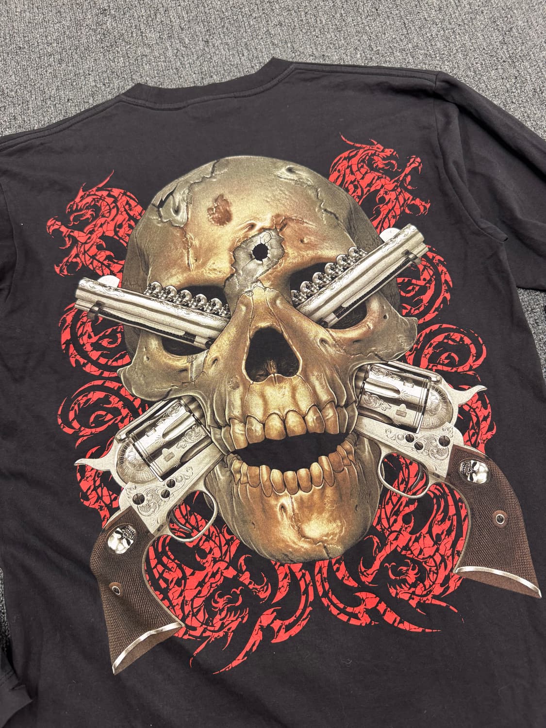 M)Rock chang 빈티지 스컬 피어싱 프린팅 롱슬리브 상품이미지4