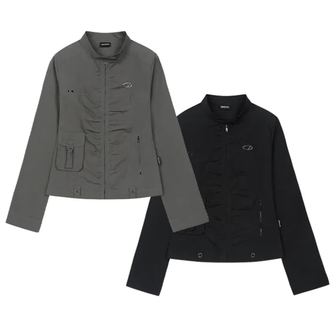 오드스튜디오 시그니처 셔링 코튼 바이커 자켓 블랙 상품이미지1