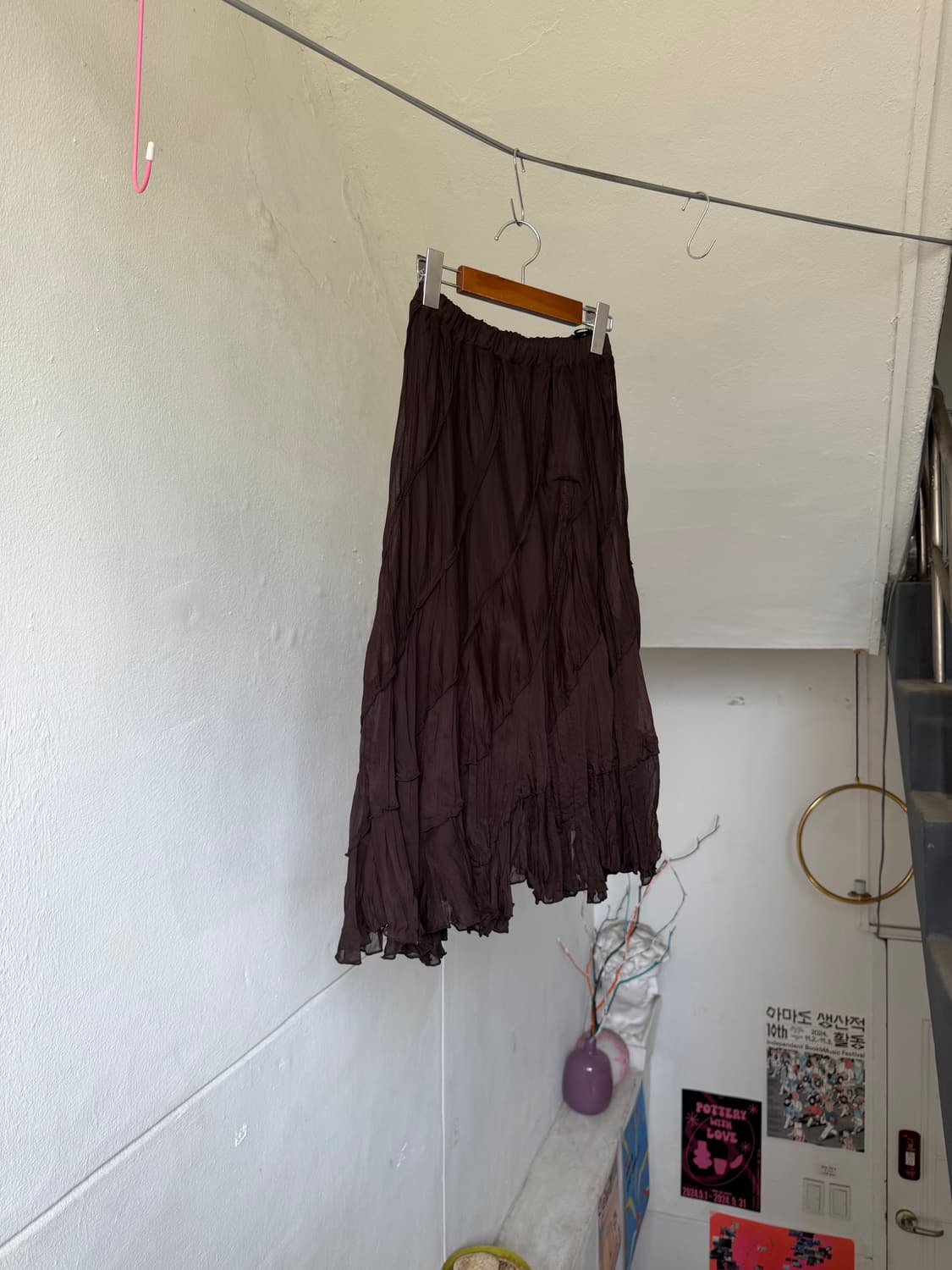 언발란스 쉬폰 플리츠 미디 스커트 상품이미지7