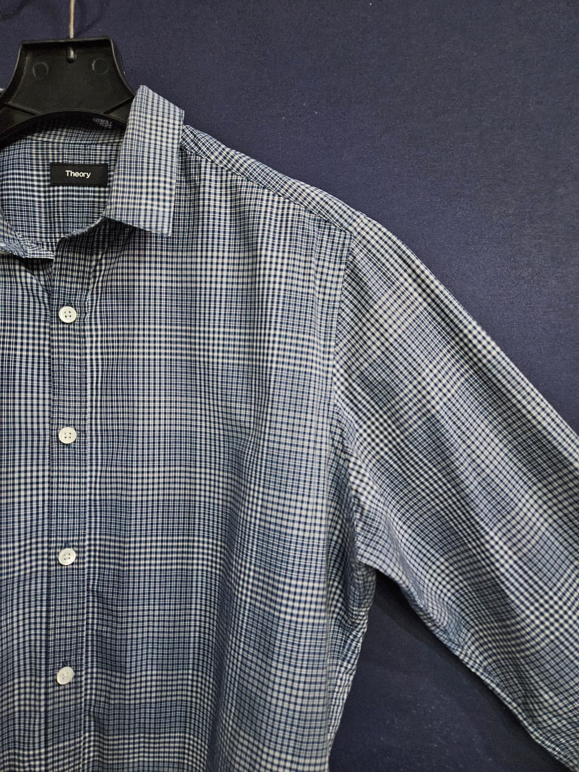 띠어리 스트라이프 체크 남성 슬림핏 100 긴팔셔츠  상품이미지4