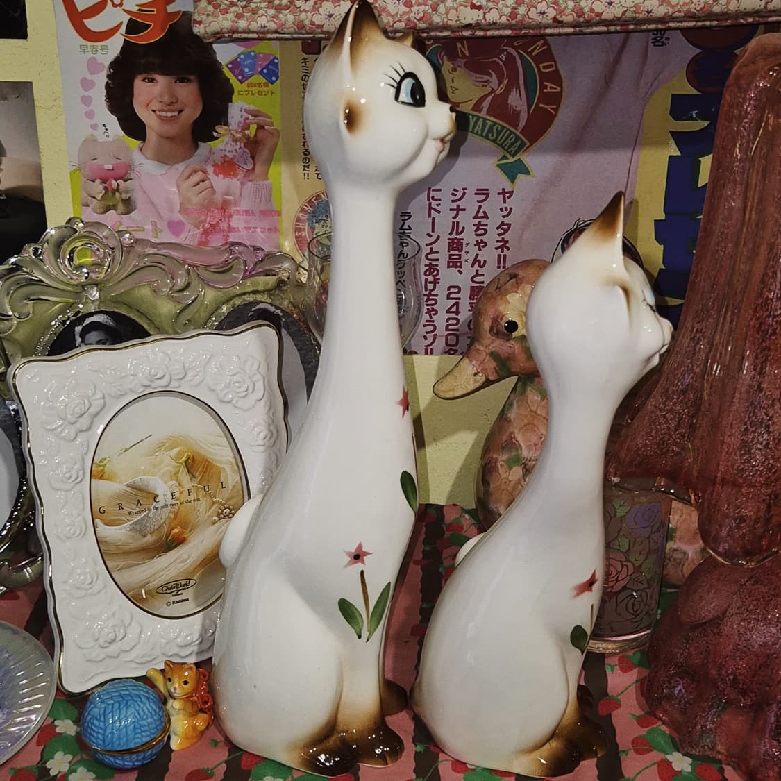 60s 핸드메이드 별꽃 샴고양이 특대형 피겨린 세트 상품이미지9