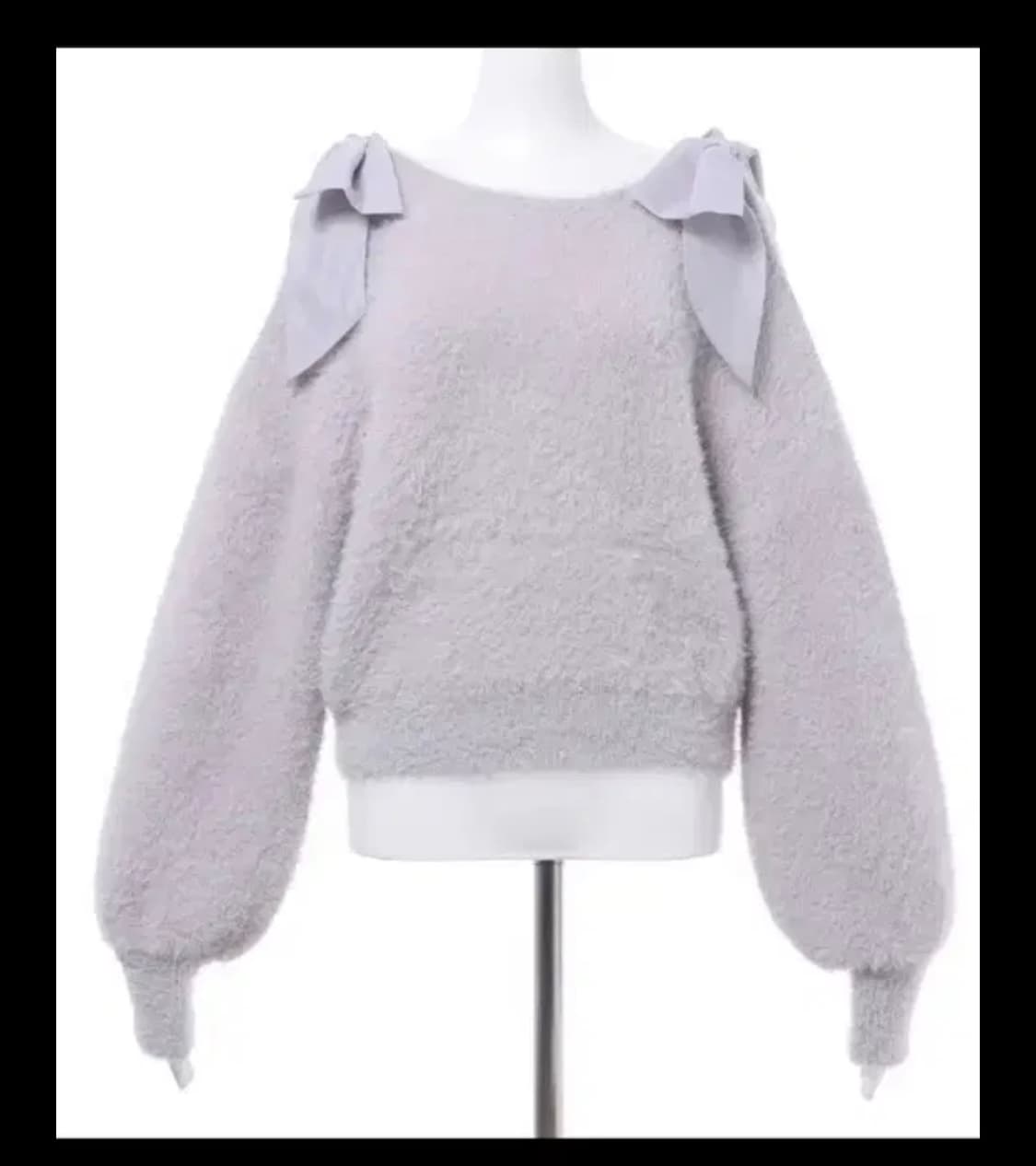 잉그니 스나계 앙고라 니트 어깨트임 리본 상품이미지1