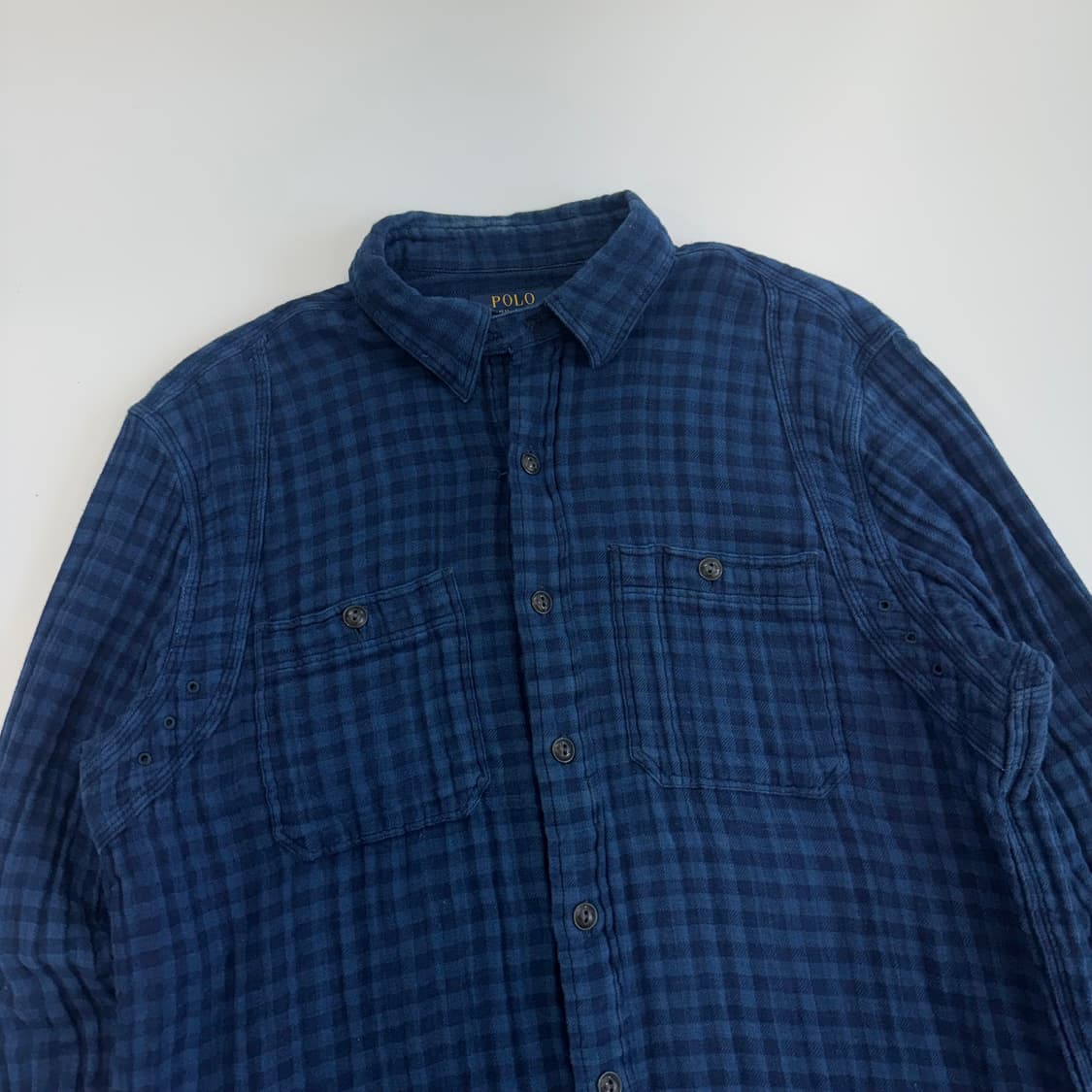 Polo 폴로 투포켓 블루 체크 코튼 셔츠  상품이미지4