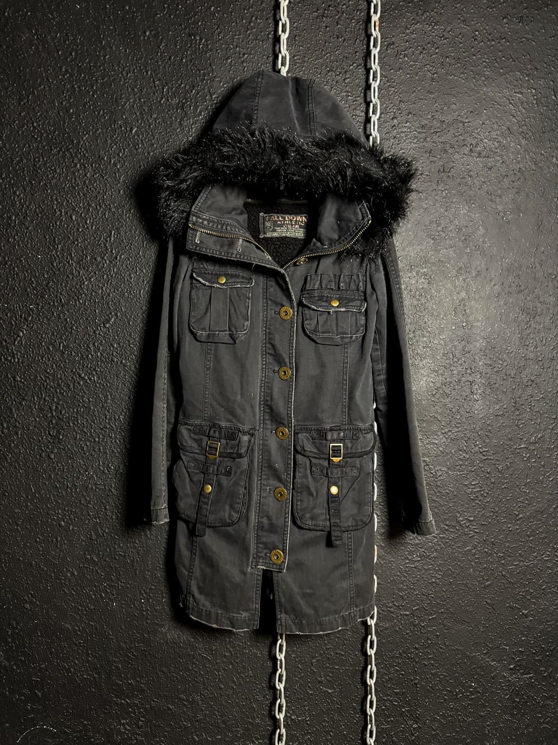 Black slim-fit fur hooded field jacket   상품이미지4