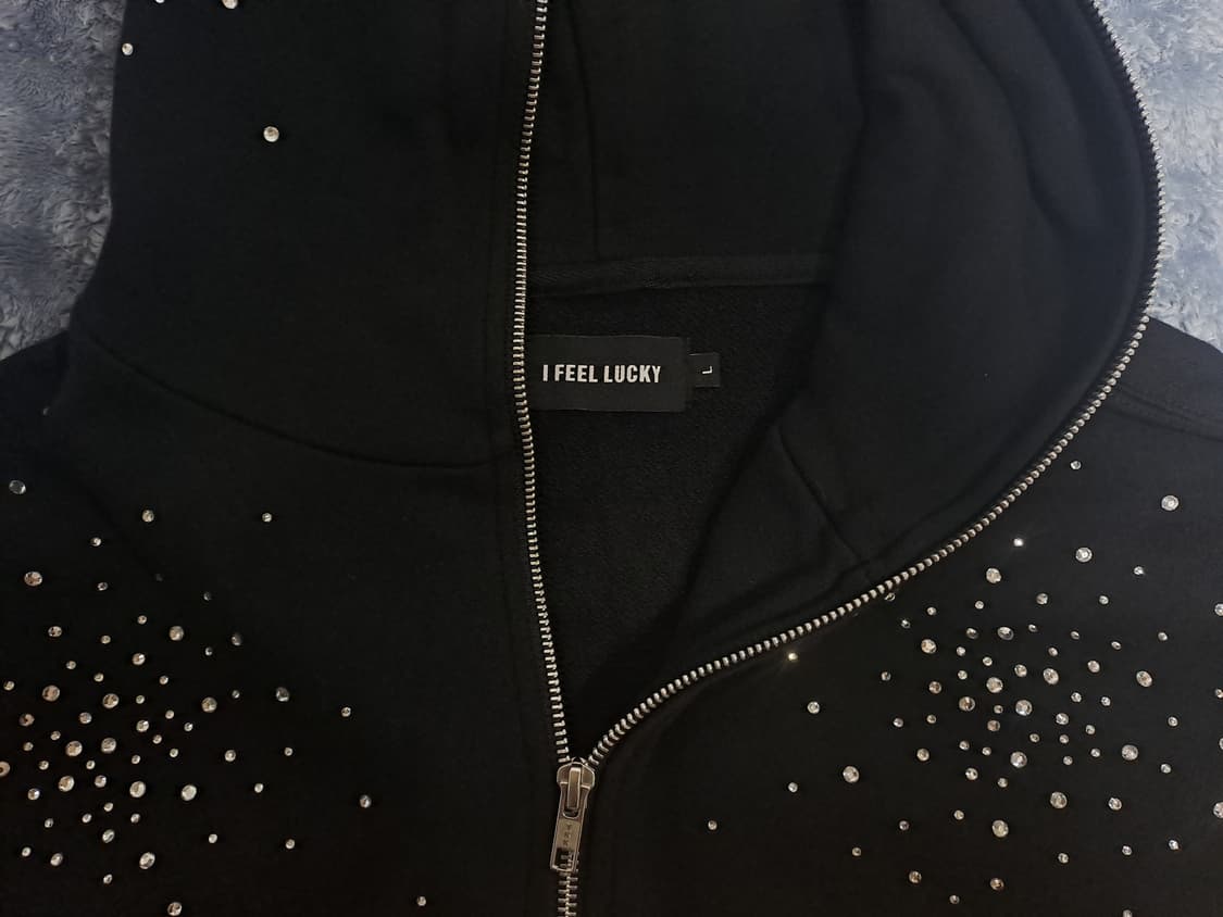 Ifeellucky bling hood zip-up 상품이미지5