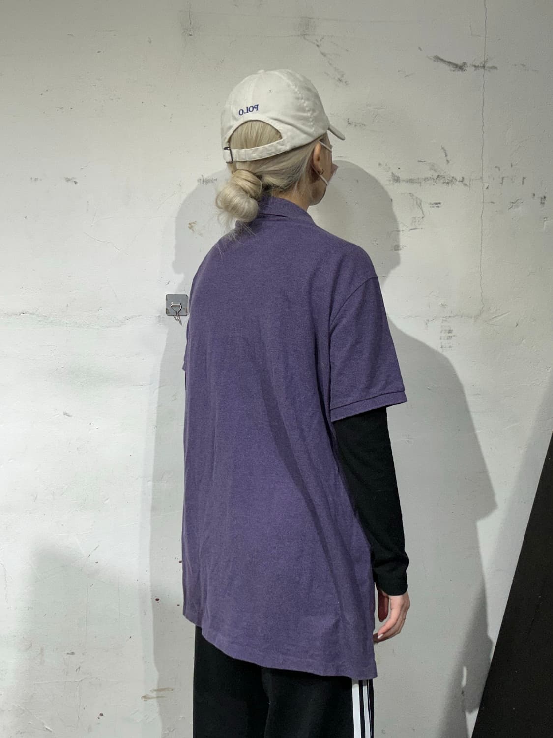 폴로 랄프 로렌 퍼플 커스텀핏 반팔 피케이티 카라티 L 상품이미지3