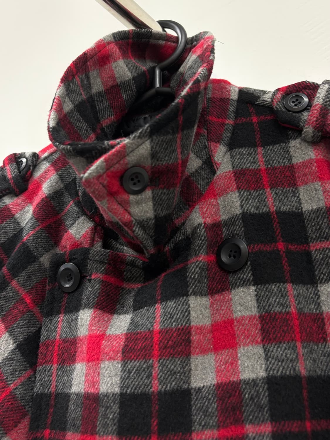 빈티지 레드 체크 하프 코트 상품이미지8