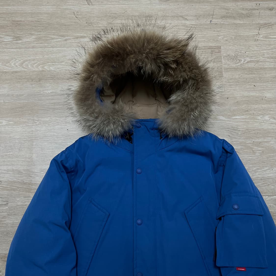 커버낫 덕다운 라쿤퍼 후드 야상 패딩 점퍼 사파리자켓 [블루] L/100 상품이미지2