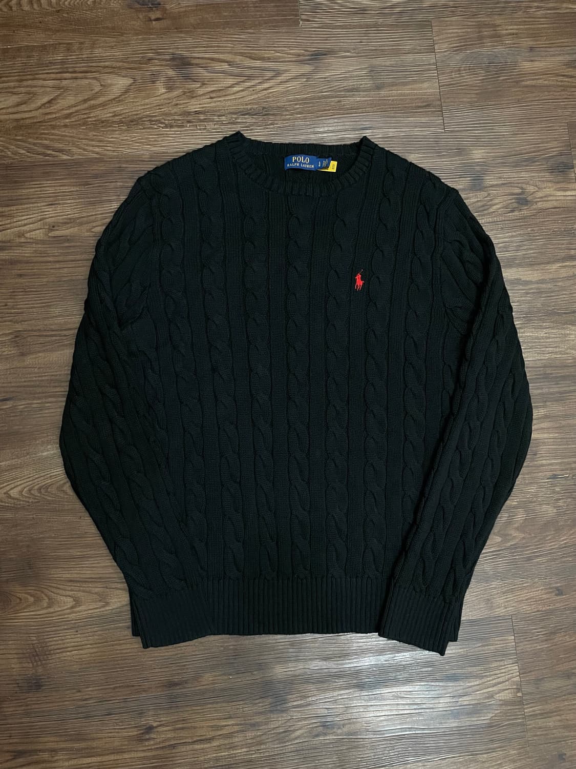 폴로 랄프로렌 케이블 니트 코튼 스웨터 블랙 상품이미지1