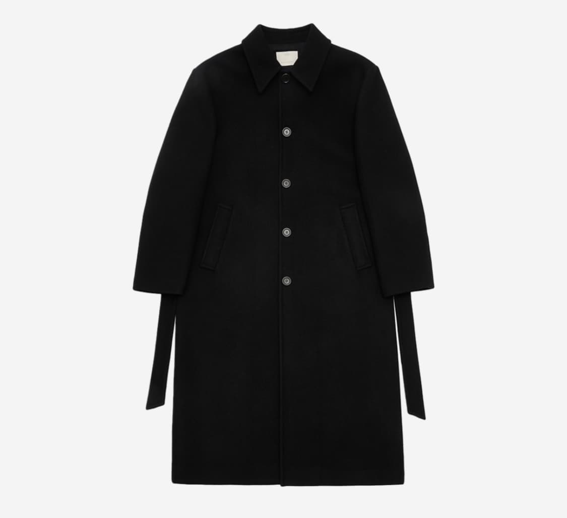 [M] 아모멘토 24FW 싱글 브레스트 롱 코트 블랙 상품이미지1