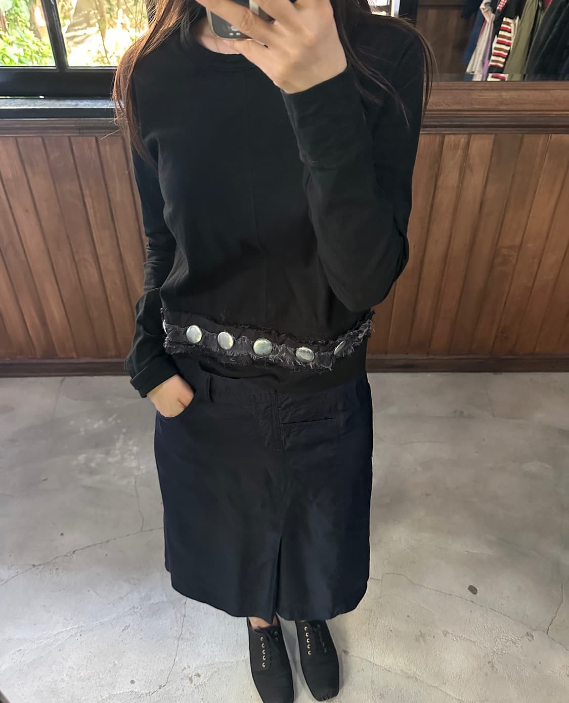 COMME DES GARCONS draped skirt navy 상품이미지1