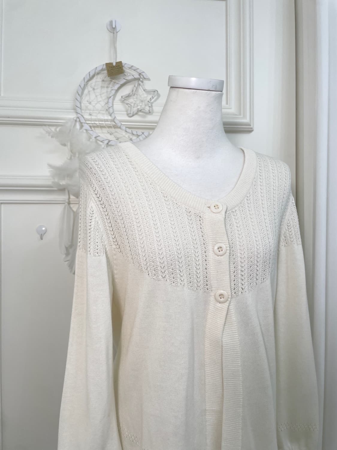 ivory 3-button crochet cardigan(size-L) 상품이미지5