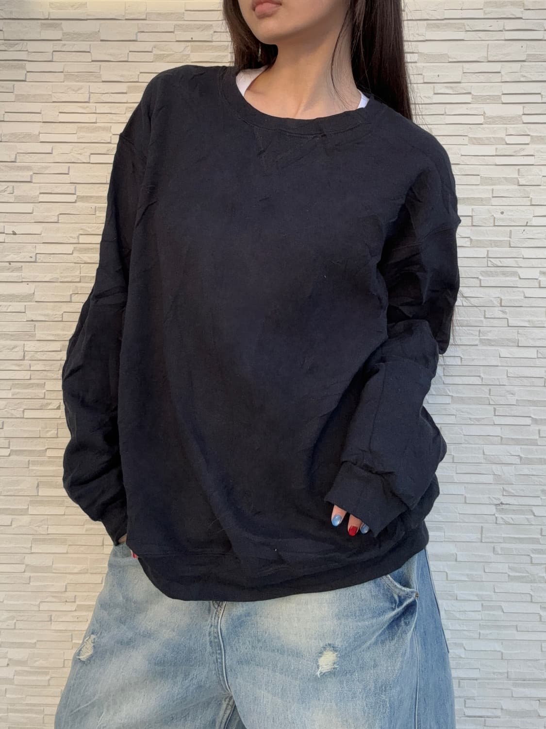 90s RUSSELL 울드스쿨 검정색 맨투맨  상품이미지1