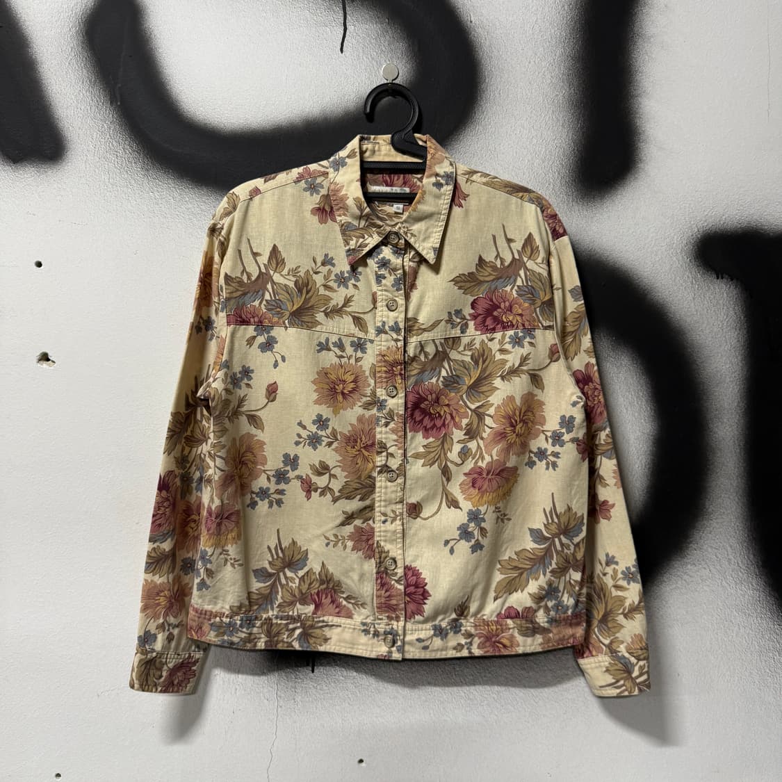 VTG 빈티지 뮤트톤 플라워 패턴 코튼 셔츠 자켓 상품이미지1