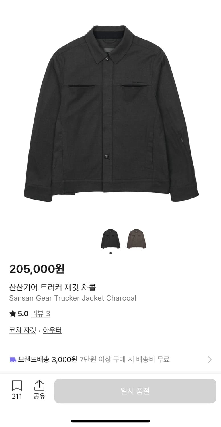 산산기어 트러커자켓 상품이미지1