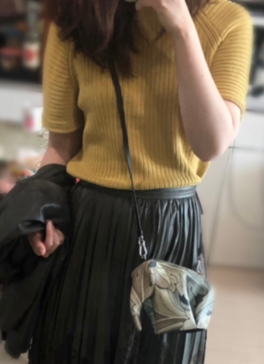 55 55반 띠어리 머스타드 반팔 골지 코튼 니트 스웨터 상품이미지3