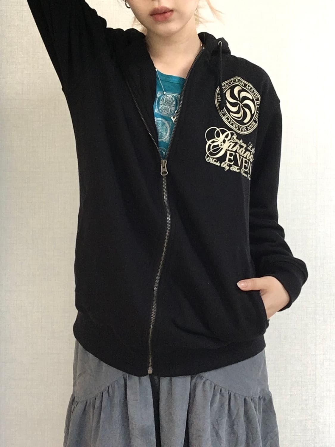 jpn vintage y2k printing hood zipup 상품이미지4