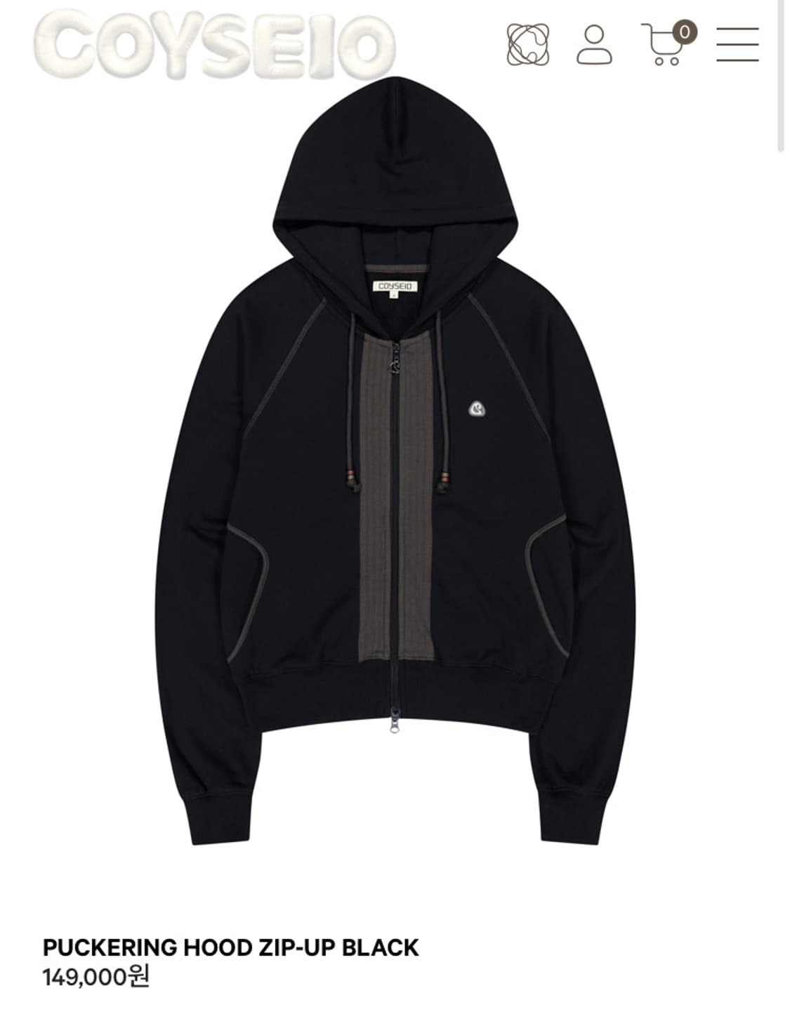 PUCKERING HOOD ZIP-UP BLACK 상품이미지1